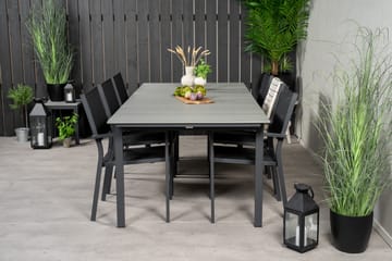 Levels Matgrupp Utomhus 230-310 cm Rektangulär med 6 Copacabana Utestolar - Svart - Utemöbler - Utegrupp - Matgrupper utomhus