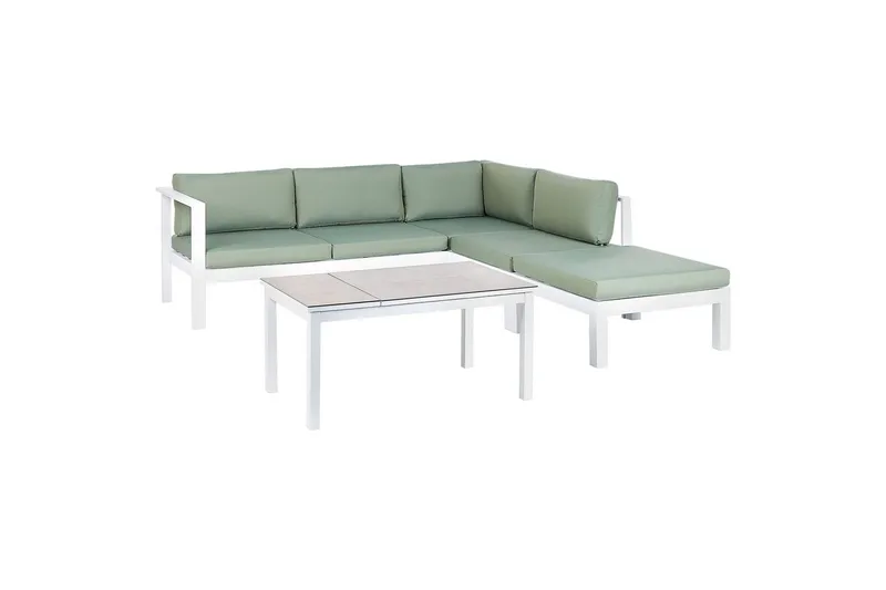 Loungegrupp 5-sits Messina Grön/vit/grå - Grön/vit/grå - Utemöbler - Utegrupp - Loungegrupp