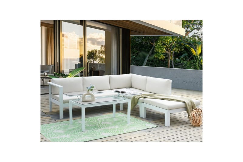 Loungegrupp 5-sits Messina Vit/Grå - Vit/Grå - Utemöbler - Utegrupp - Loungegrupp