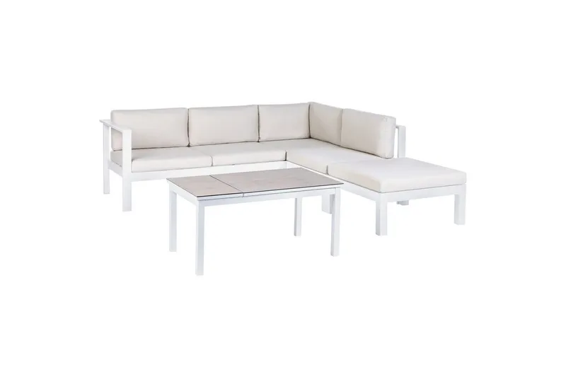 Loungegrupp 5-sits Messina Vit/Grå - Vit/Grå - Utemöbler - Utegrupp - Loungegrupp