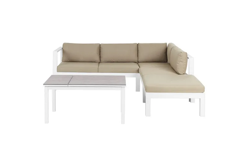 Loungegrupp 5-sits Messina Vit/Grå/Beige, Vit/Grå/Beige