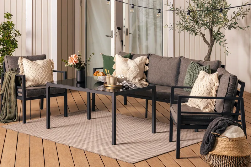 Ariany Soffgrupp - Svart / Gråa dynor - Utemöbler - Utegrupp - Loungegrupp