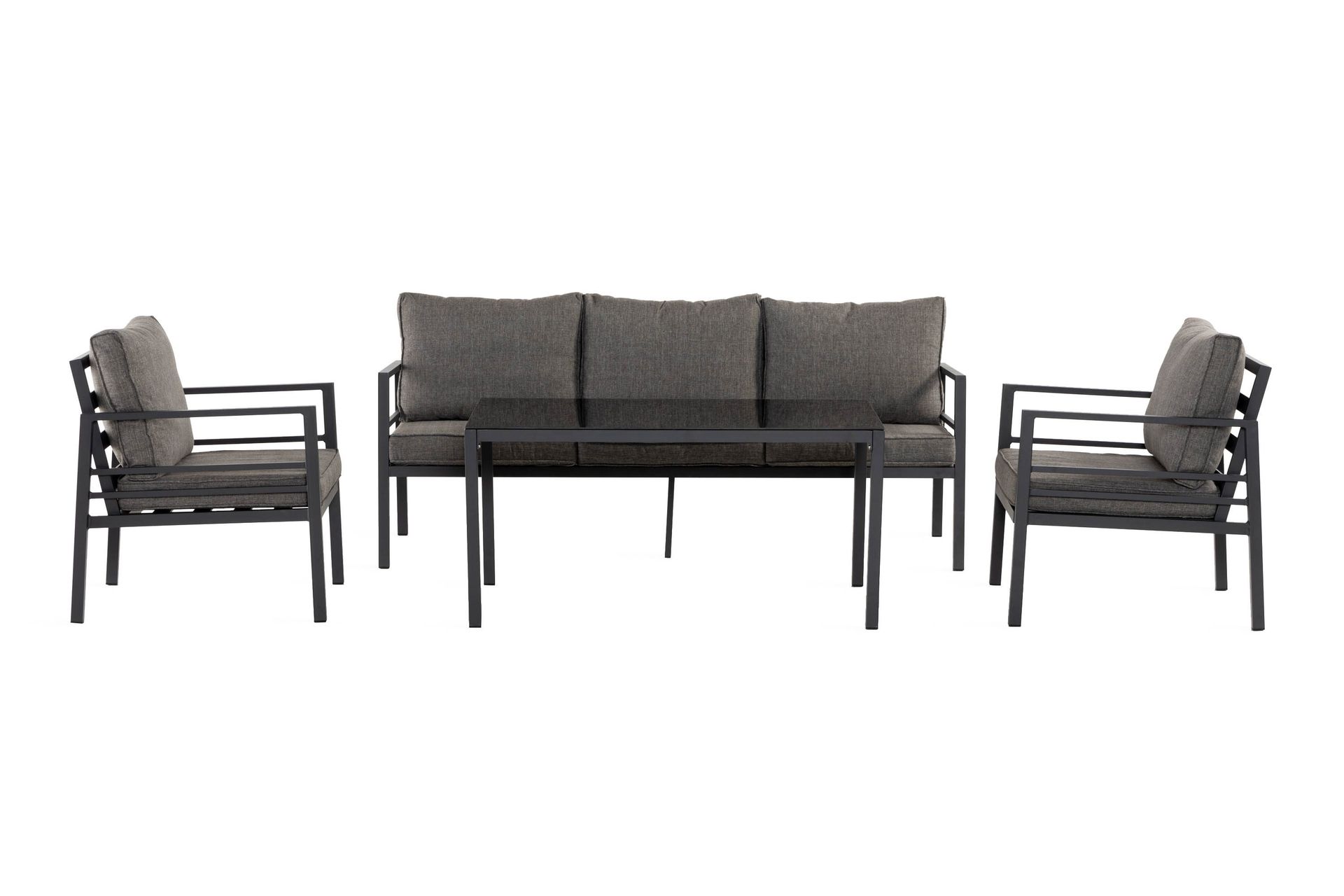 ariany soffgrupp - svart / gråa dynor