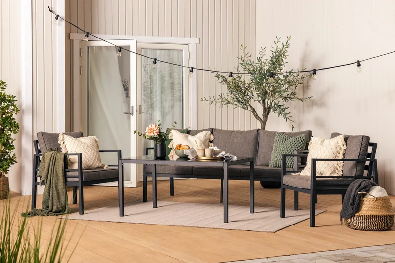 Ariany Soffgrupp - Svart / Gråa dynor - Utemöbler - Utegrupp - Loungegrupp