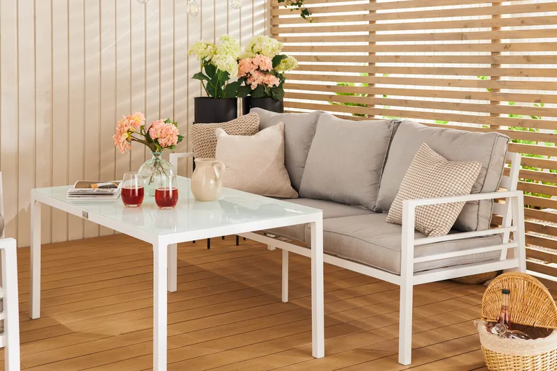 Ariany Soffgrupp - Vit / Gråa dynor - Utemöbler - Utegrupp - Loungegrupp