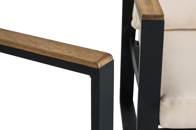 ASPVIK Loungegrupp Utomhus Svart/Teak - Svart / Beiga dynor - Utemöbler - Utegrupp - Loungegrupp