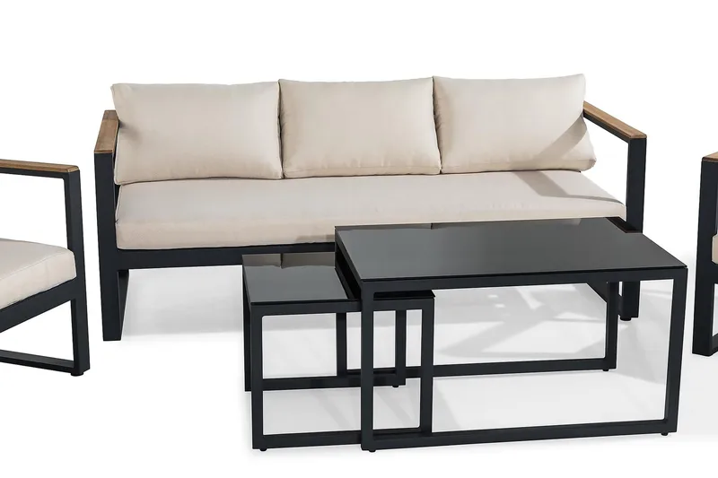 Aspvik Soffgrupp - Svart / Gråa dynor - Utemöbler - Utegrupp - Loungegrupp