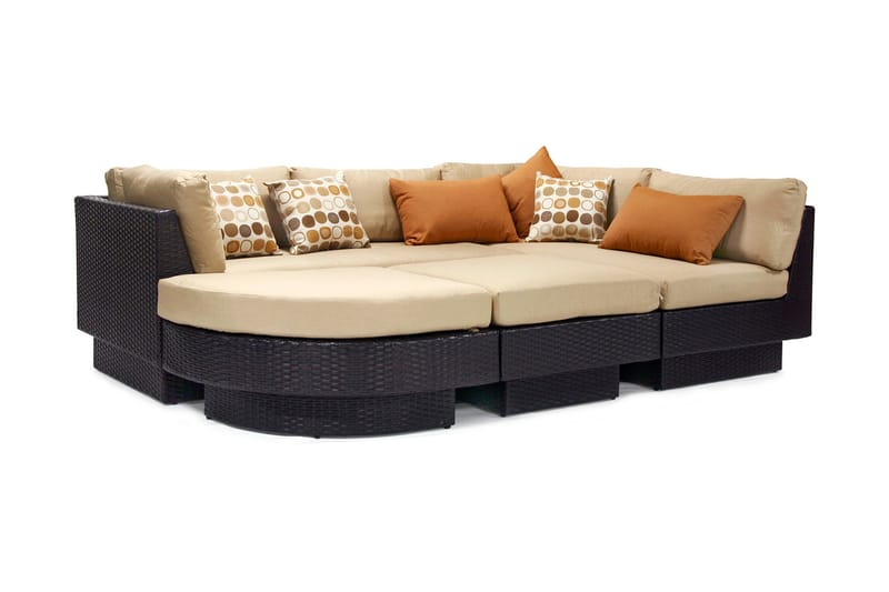 Bäddsats Stella Med Beige Kuddar Mörkbrun - Utemöbler - Utegrupp - Loungegrupp