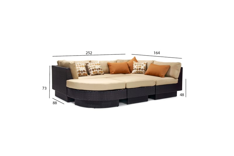 Bäddsats Stella Med Beige Kuddar Mörkbrun - Utemöbler - Utegrupp - Loungegrupp