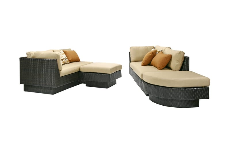 Bäddsats Stella Med Beige Kuddar Mörkbrun - Utemöbler - Utegrupp - Loungegrupp