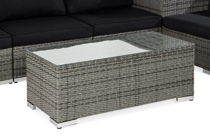 BAHAMAS 5-sits Loungegrupp Utomhus Grå Hörndynbox Bord m Hylla 75x75 - Utemöbler - Loungemöbler