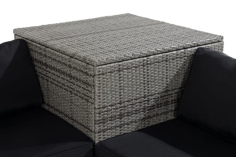 BAHAMAS 7-sits Loungegrupp Utomhus Grå Hörndynbox Bord m Hylla - Utemöbler - Loungemöbler