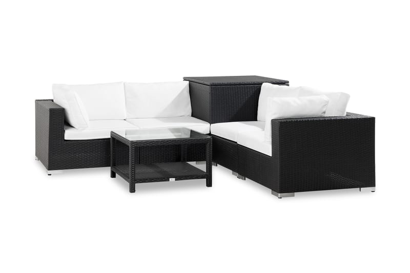BAHAMAS 7-sits Loungegrupp Utomhus Svart Bord Hörndynbox - Utemöbler - Loungemöbler