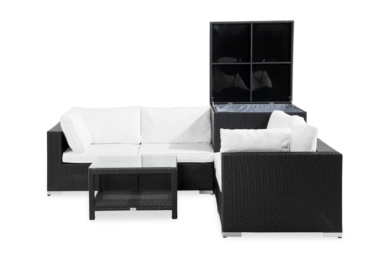 BAHAMAS 7-sits Loungegrupp Utomhus Svart Bord Hörndynbox - Utemöbler - Loungemöbler