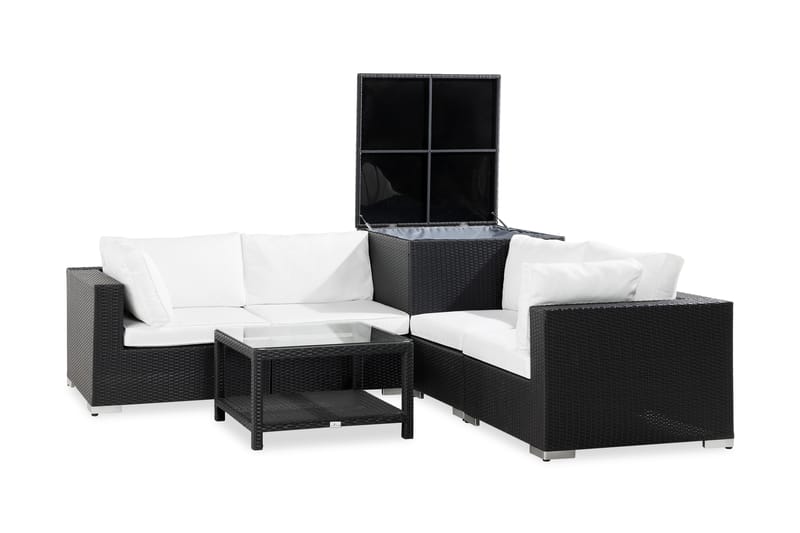 BAHAMAS 7-sits Loungegrupp Utomhus Svart Bord Hörndynbox - Utemöbler - Loungemöbler