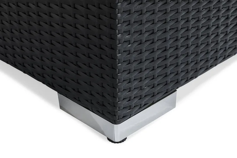 Bahamas Liten Loungegrupp Utomhus - 3-sits Litet Loungeset i Konstrotting för Uteplats och Balkong - Svart / Vita dynor - Utemöbler - Utegrupp - Loungegrupp