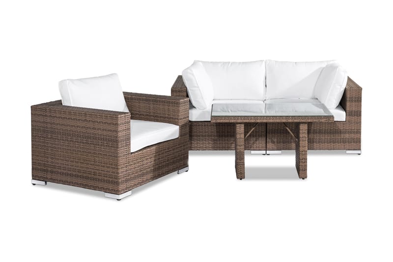 BAHAMAS Loungegrupp Utomhus 3-sits Bord Fåtölj Sand - Utemöbler - Loungemöbler