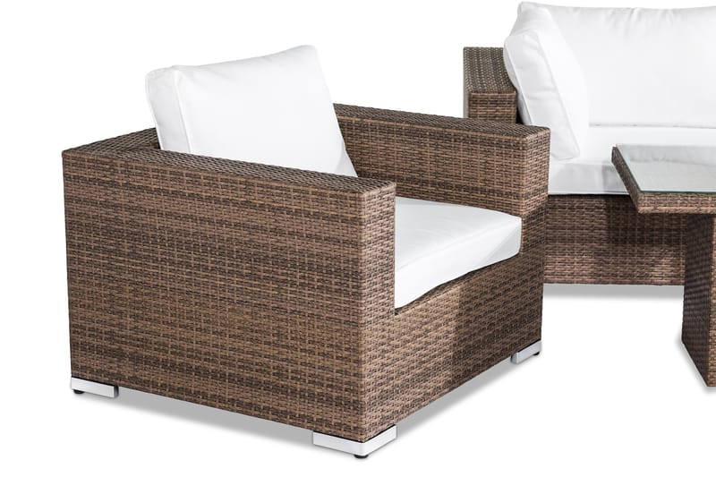 BAHAMAS Loungegrupp Utomhus 3-sits Bord Fåtölj Sand - Utemöbler - Loungemöbler