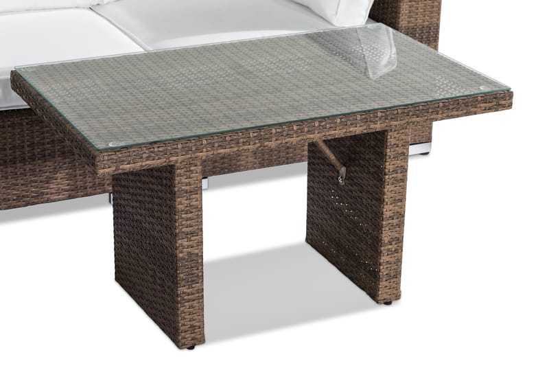 BAHAMAS Loungegrupp Utomhus 3-sits Bord Fåtölj Sand - Utemöbler - Loungemöbler