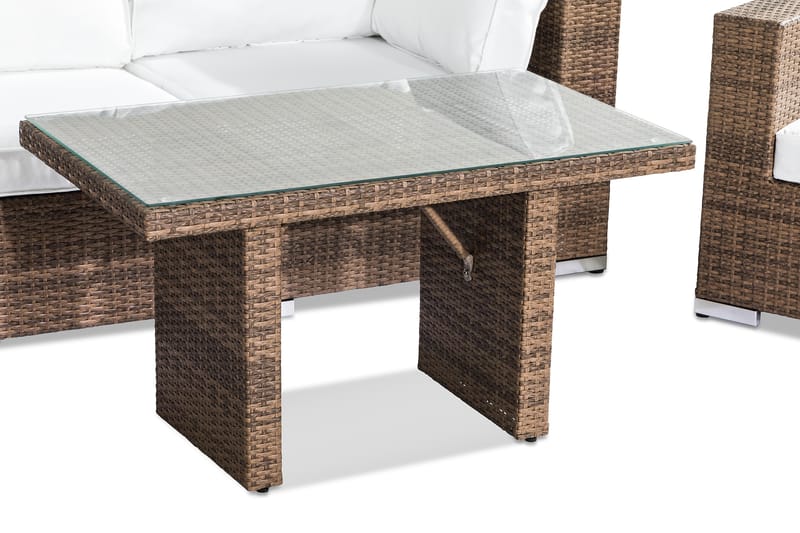 BAHAMAS Loungegrupp Utomhus 4-sits Bord 2 Fåtöljer Sand - Utemöbler - Loungemöbler
