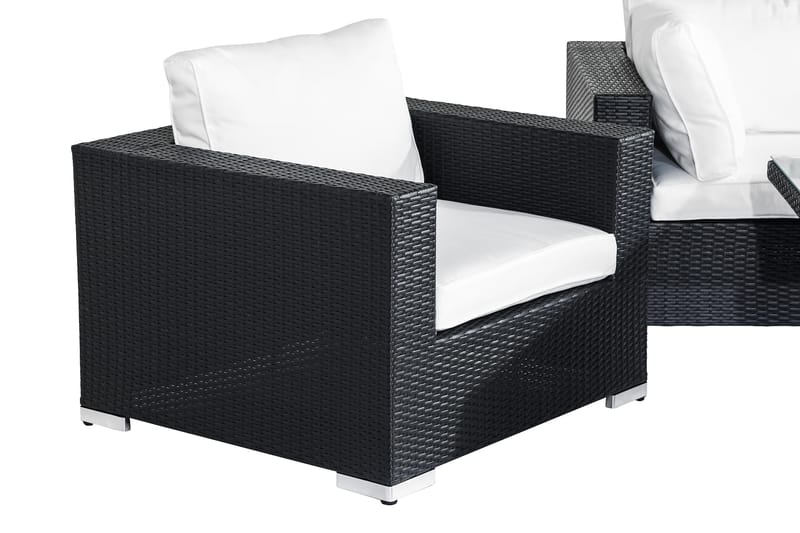 BAHAMAS Loungegrupp Utomhus 4-sits Bord 2 Fåtöljer Svart - Utemöbler - Loungemöbler