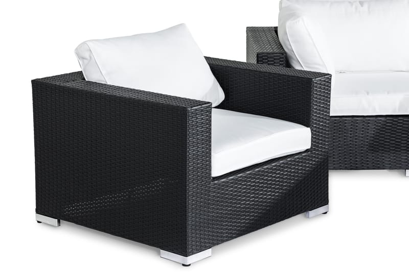 BAHAMAS Loungegrupp Utomhus 4-sits Bord Fåtölj Svart - Utemöbler - Loungemöbler