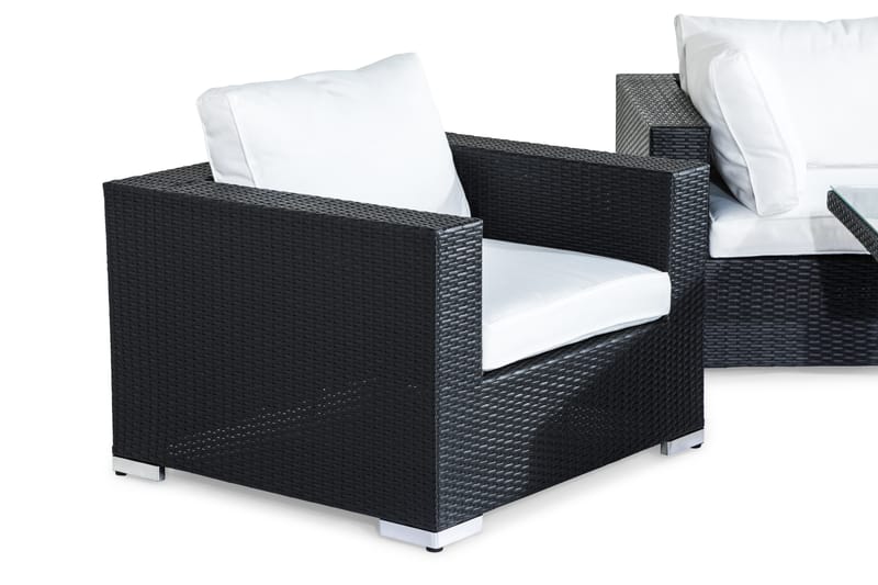 BAHAMAS Loungegrupp Utomhus 5-sits Bord Fåtölj Divan Svart - Utemöbler - Loungemöbler