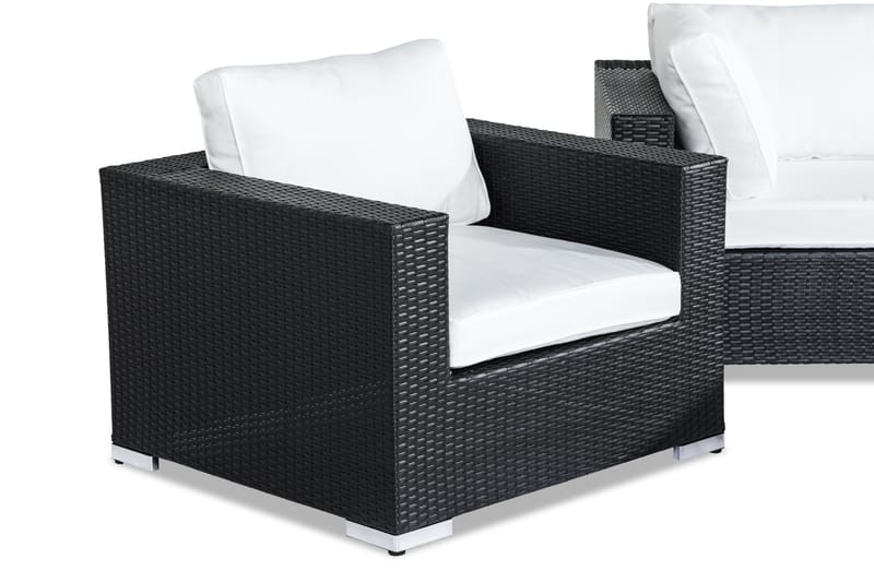 BAHAMAS Loungegrupp Utomhus 6-sits Bord 2 Fåtöljer Svart - Utemöbler - Loungemöbler
