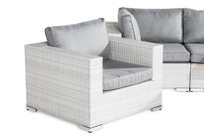 BAHAMAS Loungegrupp Utomhus 6-sits Bord 2 Fåtöljer Vit - Utemöbler - Loungemöbler