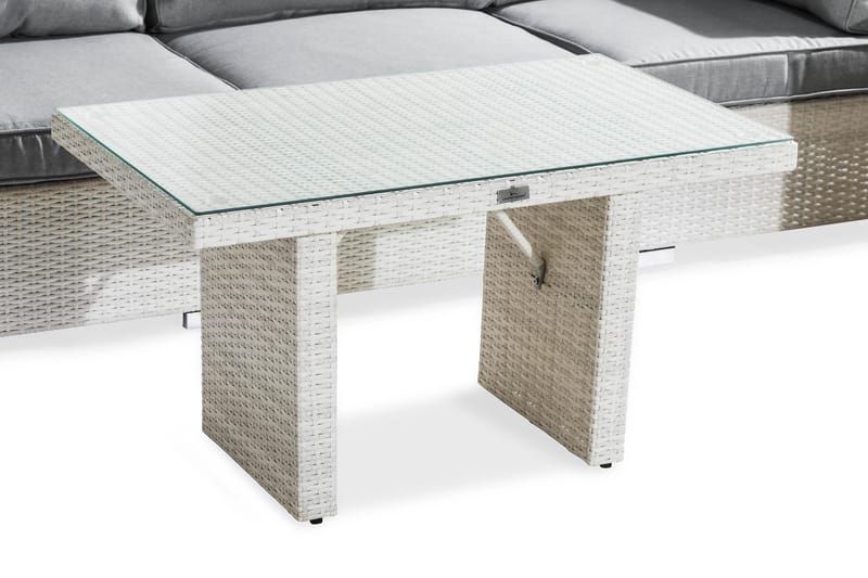 BAHAMAS Loungegrupp Utomhus 6-sits Bord 2 Fåtöljer Vit - Utemöbler - Loungemöbler
