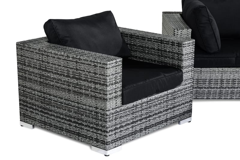 BAHAMAS Loungegrupp Utomhus 6-sits Bord Fåtölj Divan Grå - Utemöbler - Loungemöbler
