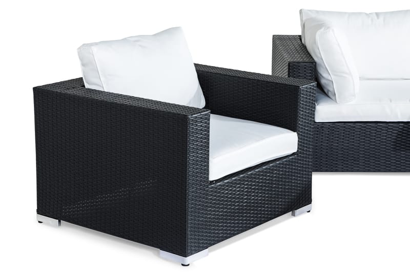 BAHAMAS Loungegrupp Utomhus 6-sits Bord Fåtölj Divan Svart - Utemöbler - Loungemöbler