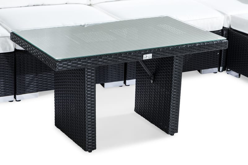 BAHAMAS Loungegrupp Utomhus 6-sits Bord Fåtölj Divan Svart - Utemöbler - Loungemöbler