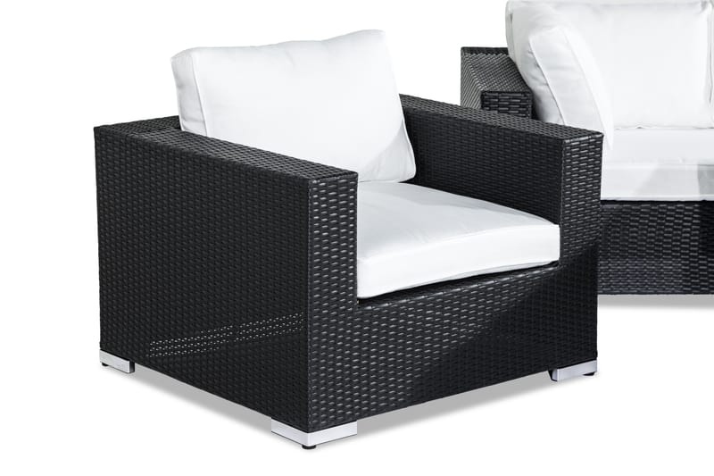 BAHAMAS Loungegrupp Utomhus 6-sits Bord Fåtölj Divan Svart - Utemöbler - Loungemöbler