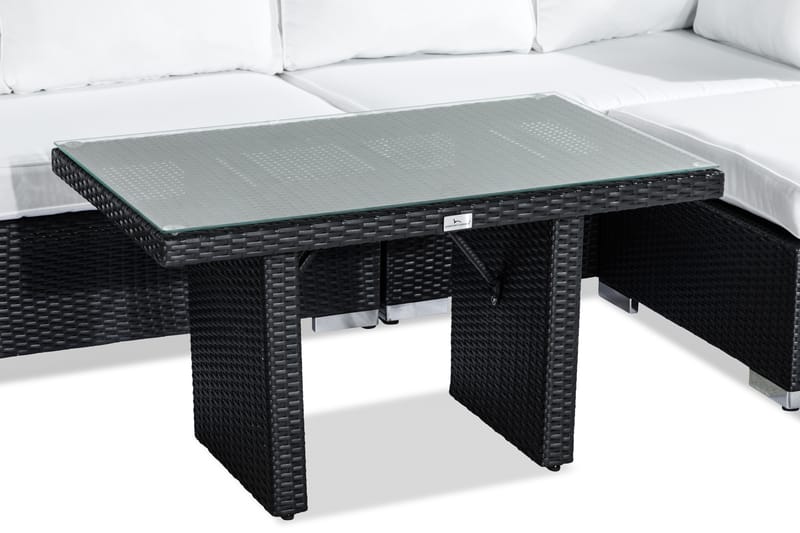 BAHAMAS Loungegrupp Utomhus 6-sits Bord Fåtölj Divan Svart - Utemöbler - Loungemöbler