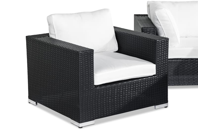 BAHAMAS Loungegrupp Utomhus 6-sits Bord Fåtölj Svart - Utemöbler - Loungemöbler