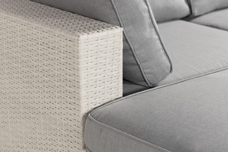 BAHAMAS Loungegrupp Utomhus Large + Bord Hylla + 2 Divan Vit - Utemöbler - Loungemöbler