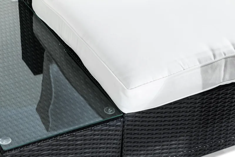 Bahamas Loungegrupp utomhus - Liten soffgrupp till balkong 2-sits - Litet loungeset konstrotting utemöbler - Svart / Vita dynor - Utemöbler - Utegrupp - Loungegrupp