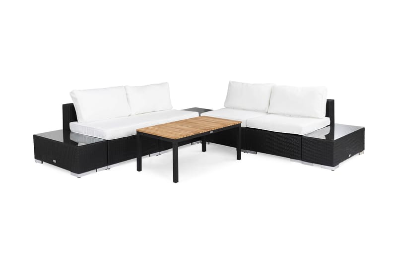 BAHAMAS Loungegrupp Utomhus Medium + 2 Sidobord Svart - Utemöbler - Loungemöbler