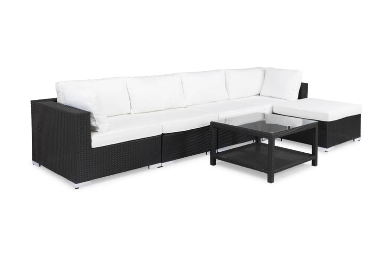 BAHAMAS Loungegrupp Utomhus Medium + Bord 75 + Divan Svart - Utemöbler - Loungemöbler