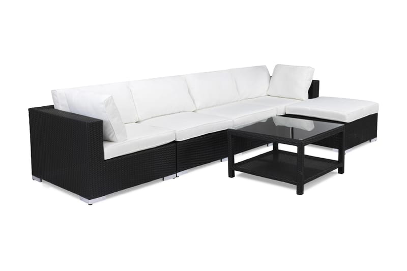 BAHAMAS Loungegrupp Utomhus Medium + Bord 75 + Divan Svart - Utemöbler - Loungemöbler