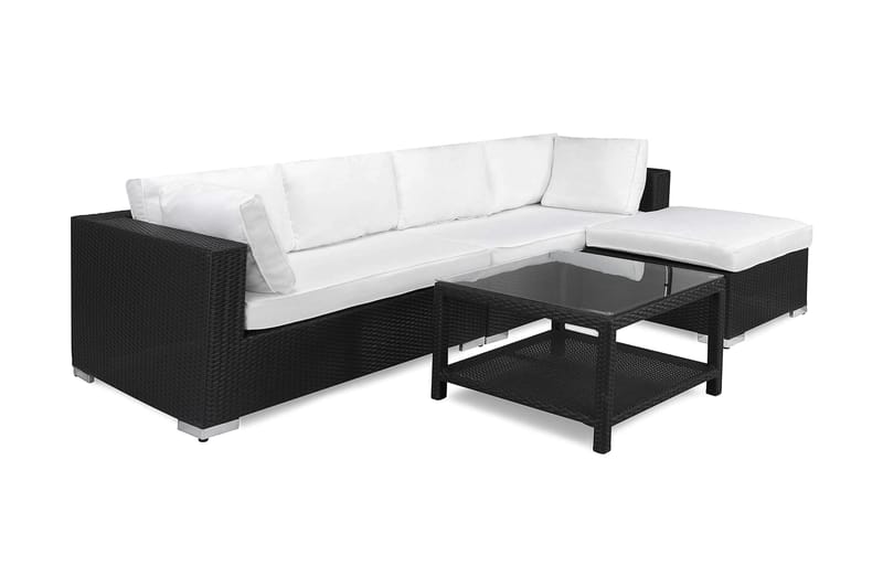 BAHAMAS Loungegrupp Utomhus Medium + Bord 75 + Divan Svart - Utemöbler - Loungemöbler