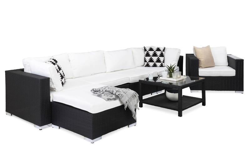 BAHAMAS Loungegrupp Utomhus Medium + Bord 75 + Fåtölj Svart - Utemöbler - Loungemöbler