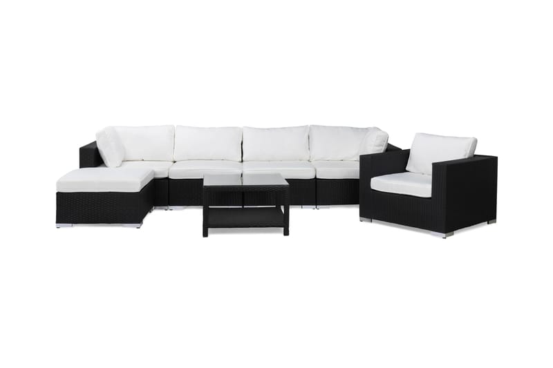 BAHAMAS Loungegrupp Utomhus Medium + Bord 75 + Fåtölj Svart - Utemöbler - Loungemöbler