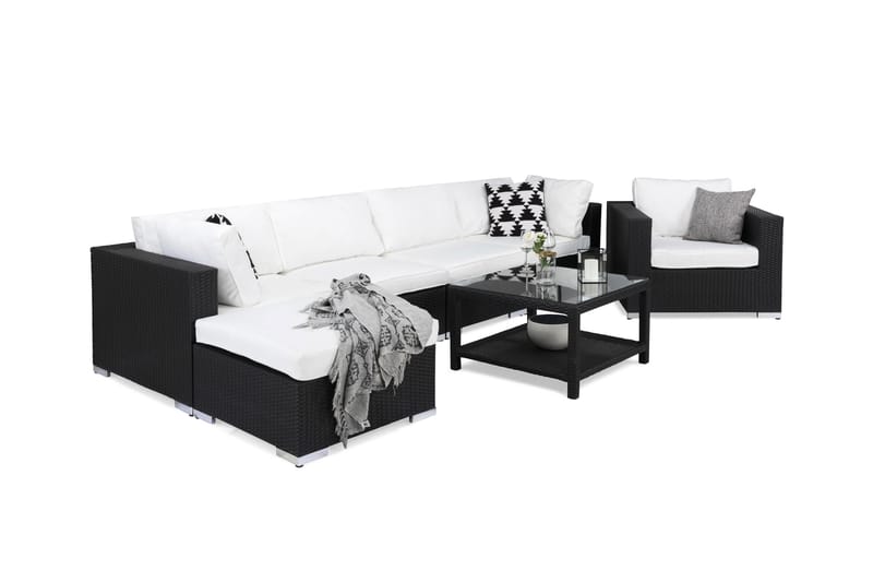 BAHAMAS Loungegrupp Utomhus Medium + Bord 75 + Fåtölj Svart - Utemöbler - Loungemöbler