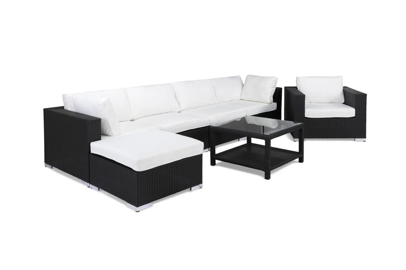 BAHAMAS Loungegrupp Utomhus Medium + Bord 75 + Fåtölj Svart - Utemöbler - Loungemöbler