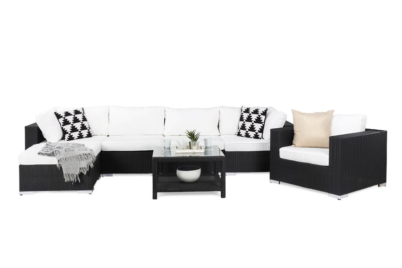 BAHAMAS Loungegrupp Utomhus Medium + Bord 75 + Fåtölj Svart - Utemöbler - Loungemöbler