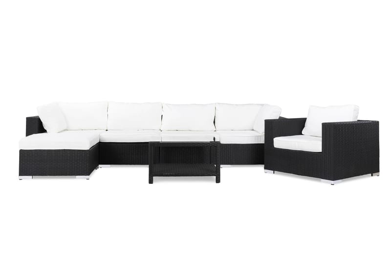 BAHAMAS Loungegrupp Utomhus Medium + Bord 75 + Fåtölj Svart - Utemöbler - Loungemöbler