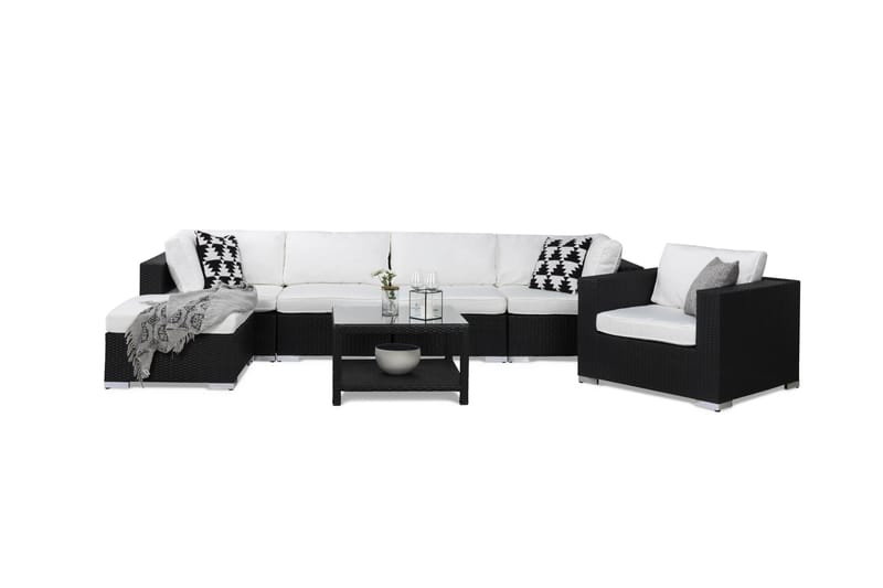 BAHAMAS Loungegrupp Utomhus Medium + Bord 75 + Fåtölj Svart - Utemöbler - Loungemöbler