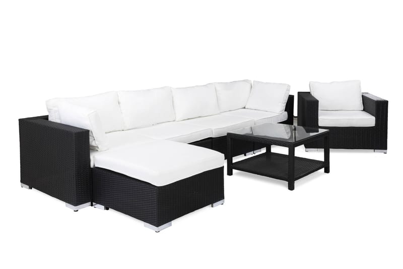BAHAMAS Loungegrupp Utomhus Medium + Bord 75 + Fåtölj Svart - Utemöbler - Loungemöbler